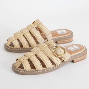 NWOT Dolce Vita Fyona Raffia Fisherman Sandals | Size 7 | Gold Buckle